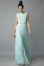 Sequined Floral Tulle Evening Gown