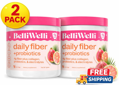 (2 PACK) BelliWelli Daily Fiber Supplement Powder Probiotics Tropical Breeze NEW