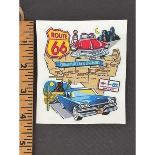 Vintage Route 66 Vinyl Sticker Chicago to Los Angeles Classic Car Decal