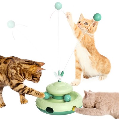 Interaktives Katzenspielzeug 3-in-1 Federspielzeug Ballbahn Whack-a-Mole