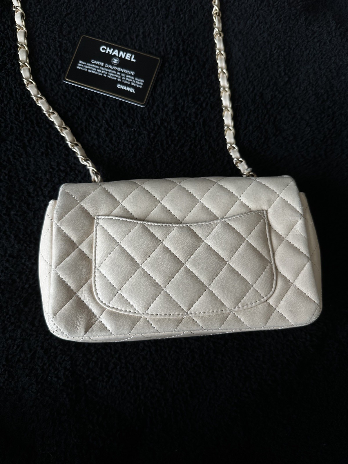 Chanel Rectangular Classic Mini Flap Bag Beige La… - image 5