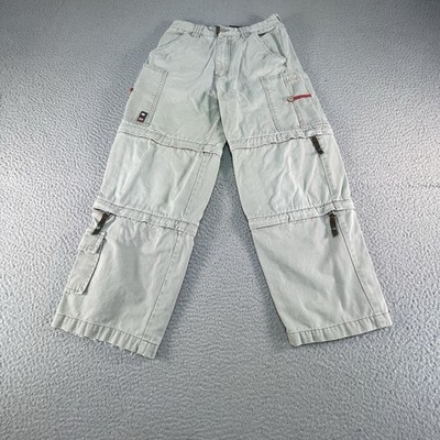 Y2K OTB Cargo Pants Youth 12 Gray Skater Twill Convertible Hip Hop Skate Surf