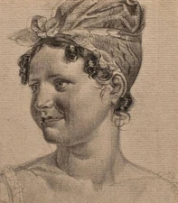 Woman Portrait Girl Cloth Headgear Unknown Pencil Early 19th Century century