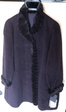 Coat with Fur Trim on Collar Sleeves Front Button Area