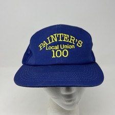 VTG Painter’s Union Local 100 Blue SnapBack Trucker Mesh USA Made 90’s Y2K