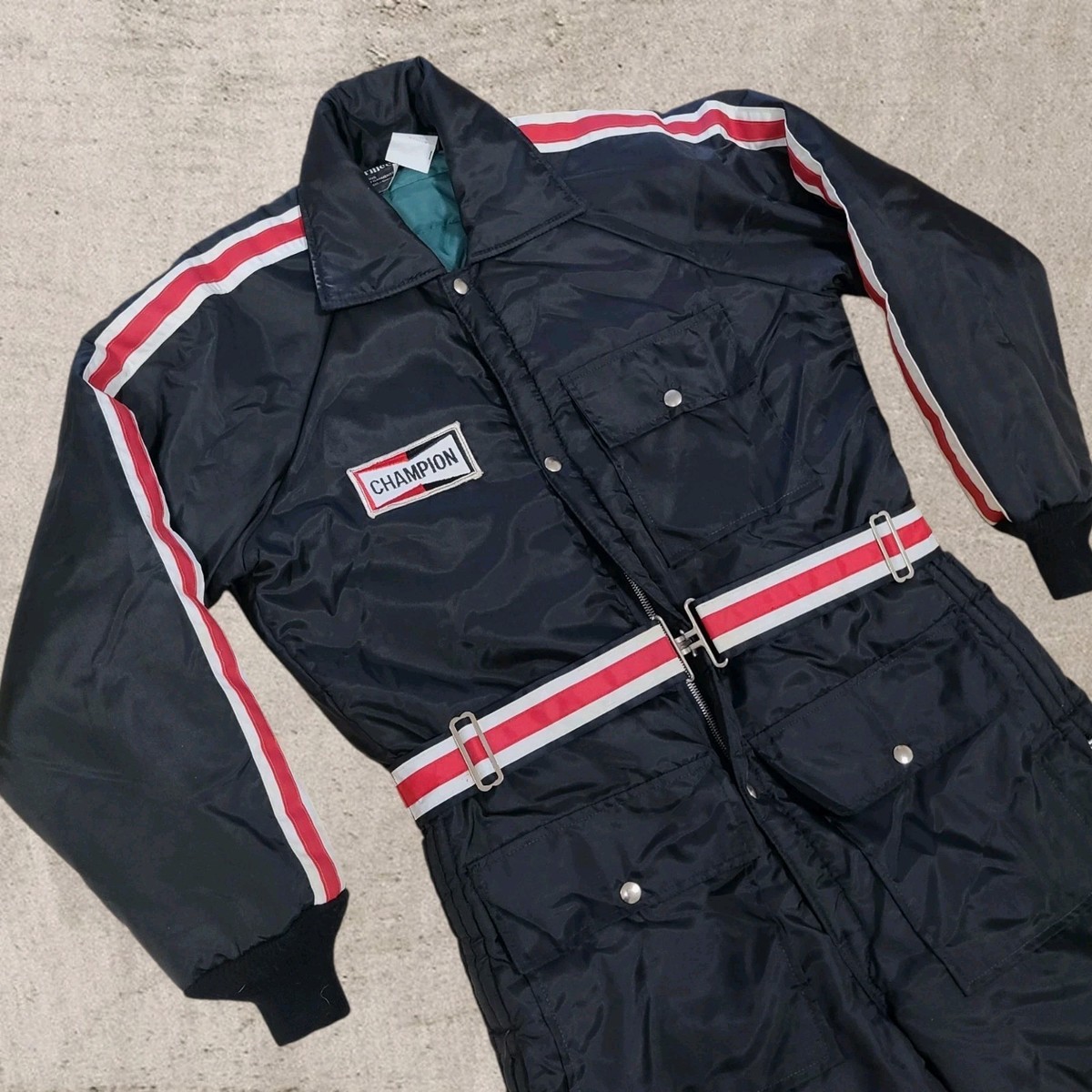 Vintage 70s Champion Spark Plug Mens Snowmobile Suit Insulated 