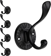 5pcs Black Coat Hooks Wall Mounted Coat Hooks Farmhouse Matte Black Wall Hook...