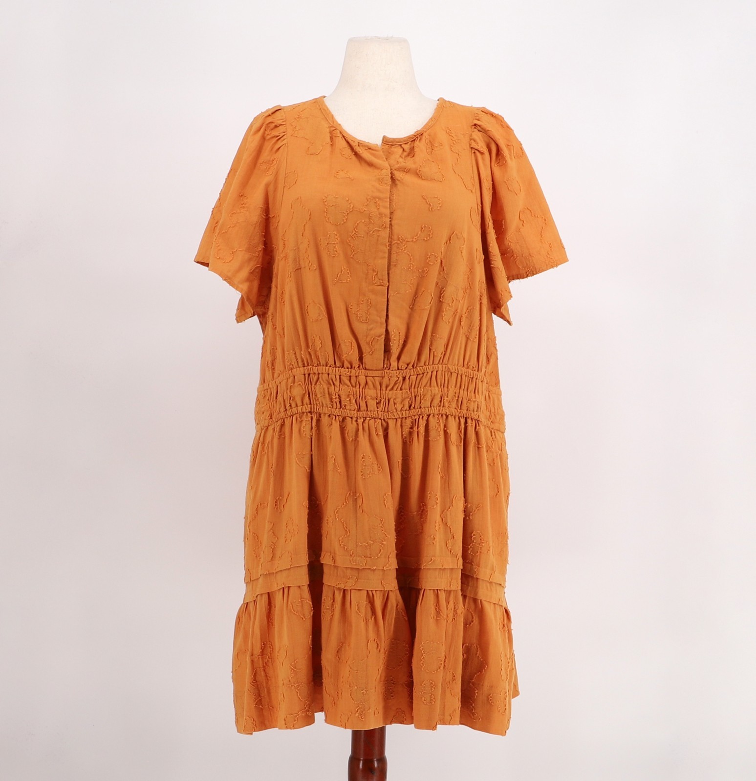 ANTHROPOLOGIE The Somerset Textured Mini Dress Dark Orange Size 2X