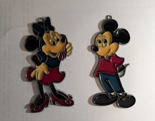 Vintage 5" Disney MAKIT  BAKIT Mickey Mouse  Minnie Mouse Stained Glass Style
