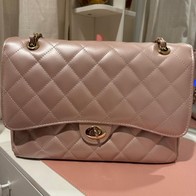 Powded Pink Quilted Genuine Calf Leather Handmade Handbag From Greece Designer