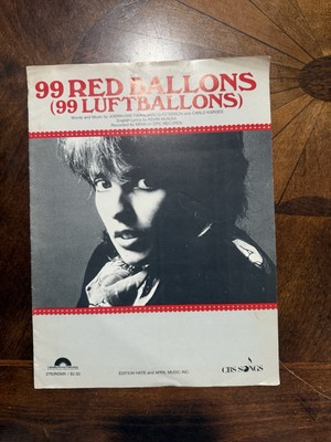 99 RED BALLOONS (LUFTBALLOONS) Sheet Music Vintage 1983 Nina (Nena)