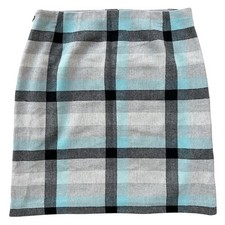 Talbots Skirt Wool Blend Women's Size 8 Plaid Lined Pencil Career Casual Zipper