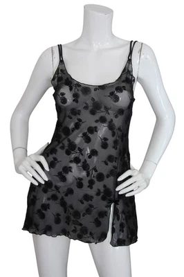 Malizia La Perla Vintage Slip Dress Velvet Mesh Mini Sexy Sheer Lingerie Small - Image 1 of 4