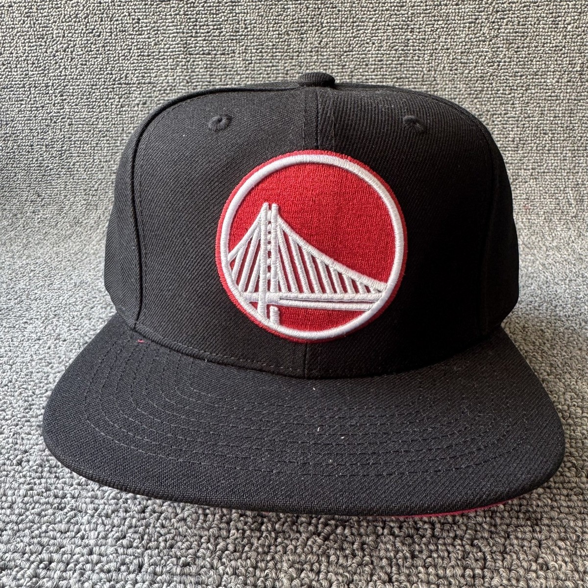 Mitchell & Ness Warriors Retro Snapback Hat Black Red NBA Cap Unknown Size