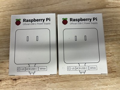 Raspberry Pi 4 Model B Official PSU USB-C 5.1V 3A US Plug White Lot of 2