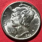 1943 Choice Uncirculated US Mercury SILVER Dime "Philadelphia" Mint! Old Coin!