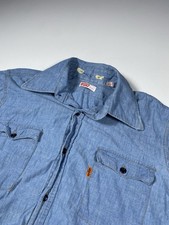 Vintage Levis Shirt Mens Large Blue Denim Button Long Sleeve Orange Tab 80s 70s