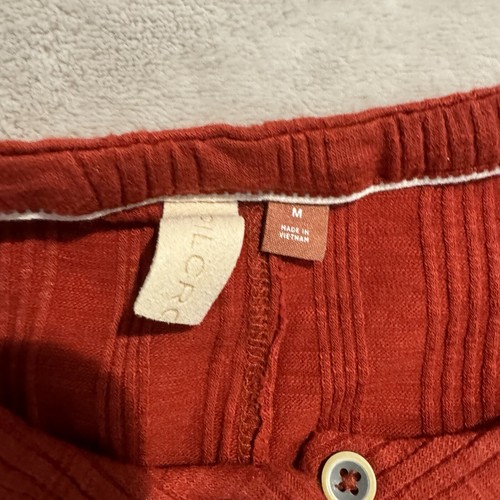Anthropologie Pilcro Puff Sleeve Top Rust Red Ribbed Cropped Cardigan Size M - Picture 3 of 8