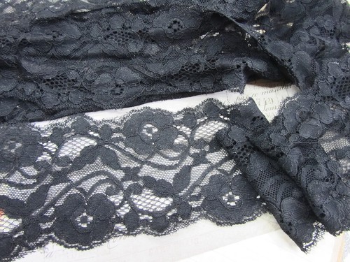 5 yards Elastic Spandex/Stretch Black Soft Floral Lace 3" inch Wide/Sewing T166 - Picture 3 of 3