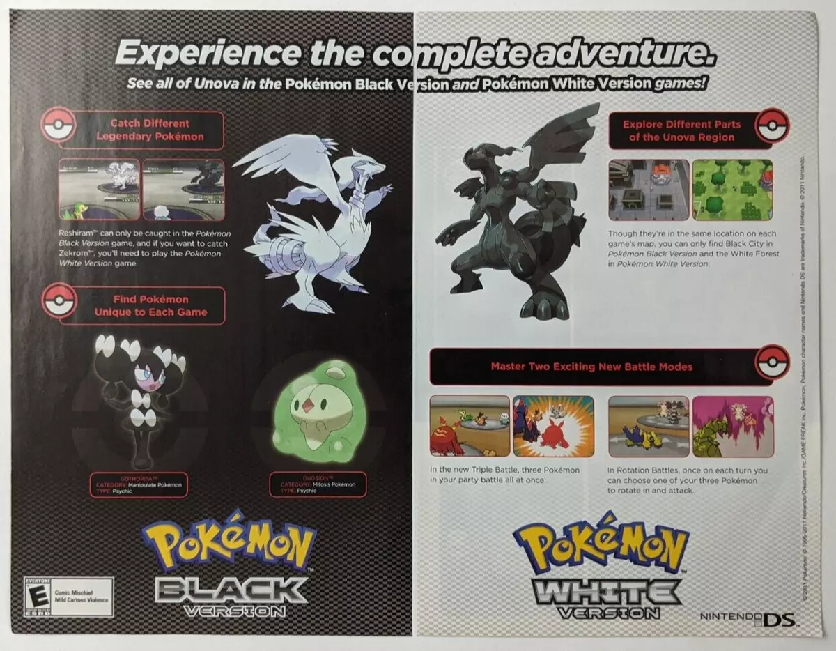 Pokemon Black & White New of The Unova Region (2011) Nintendo DS Poster