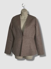 $1297 Neiman Marcus Womens Brown Cashmere Open Front Jacket Size M