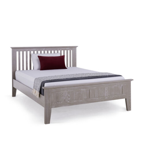 Oak Furnitureland Willow Light Grey Super King Size Bed Solid Oak RRP £649.99 - Picture 1 of 5