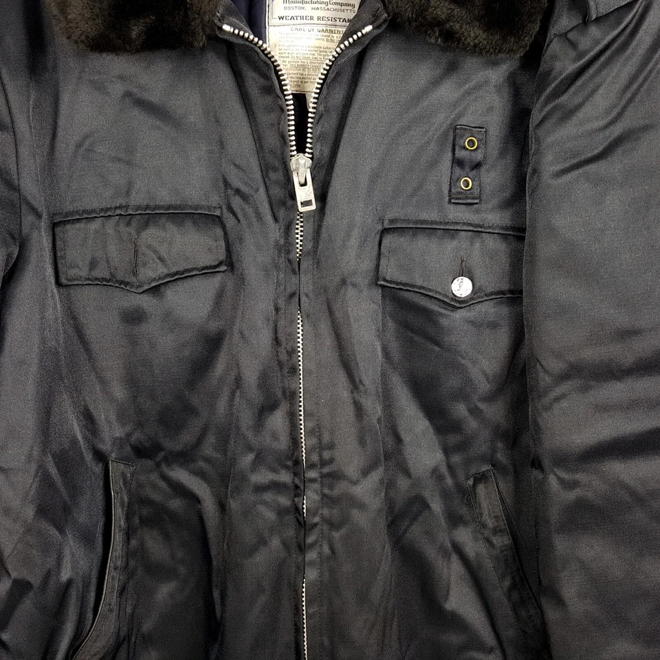 Abrigo Vintage Azul 48R Azul Marino Tufynl Aislado Cuello Extraíble Ropa Policial Foto 2 de 4