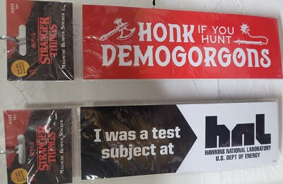2 -Stranger Things Magnetic Bumper Stickers-Netflix-New In Package, 3''x9''