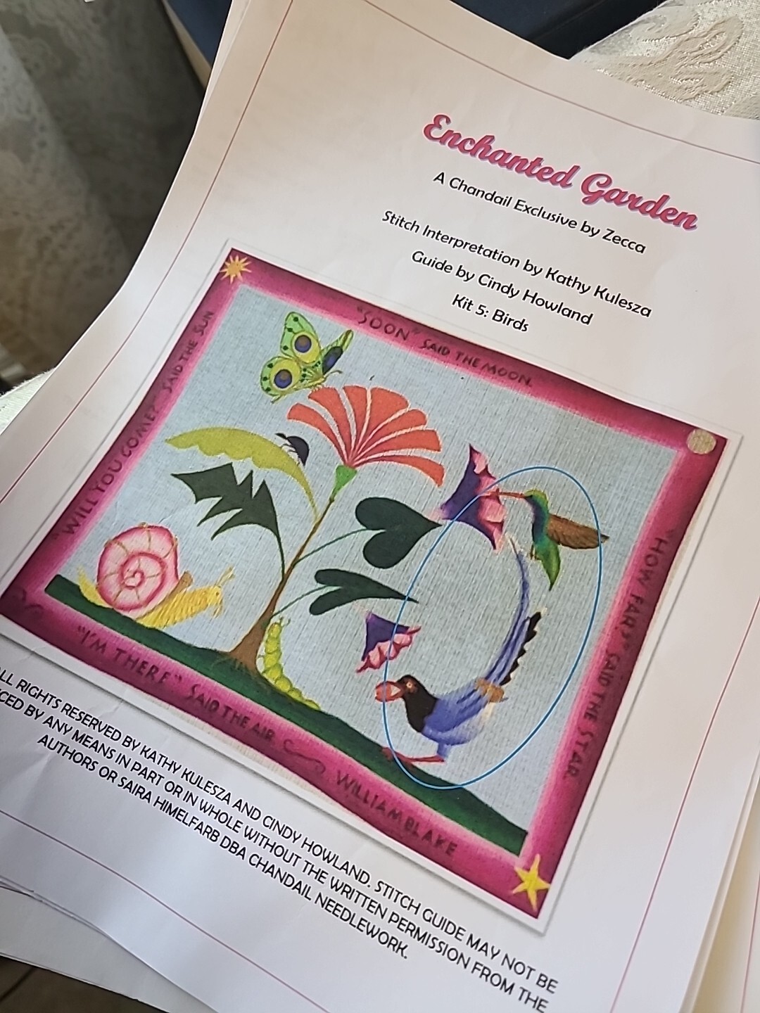 Needlepoint canvas Enchanted Garden CHANDAIL Zecca 2014 Canvas, Guide