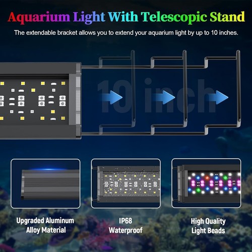 Smart Aquarium Lighting with Timer, Adjustable Brightness & 26W for 30-36" Tanks - Picture 8 of 9