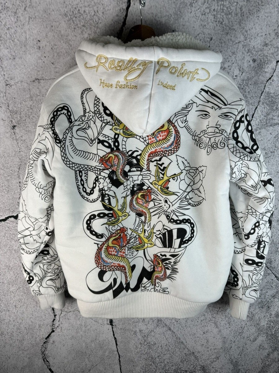 Y2K Vintage Really Point Like Ed Hardy Style Sherpa Hoodie | eBay