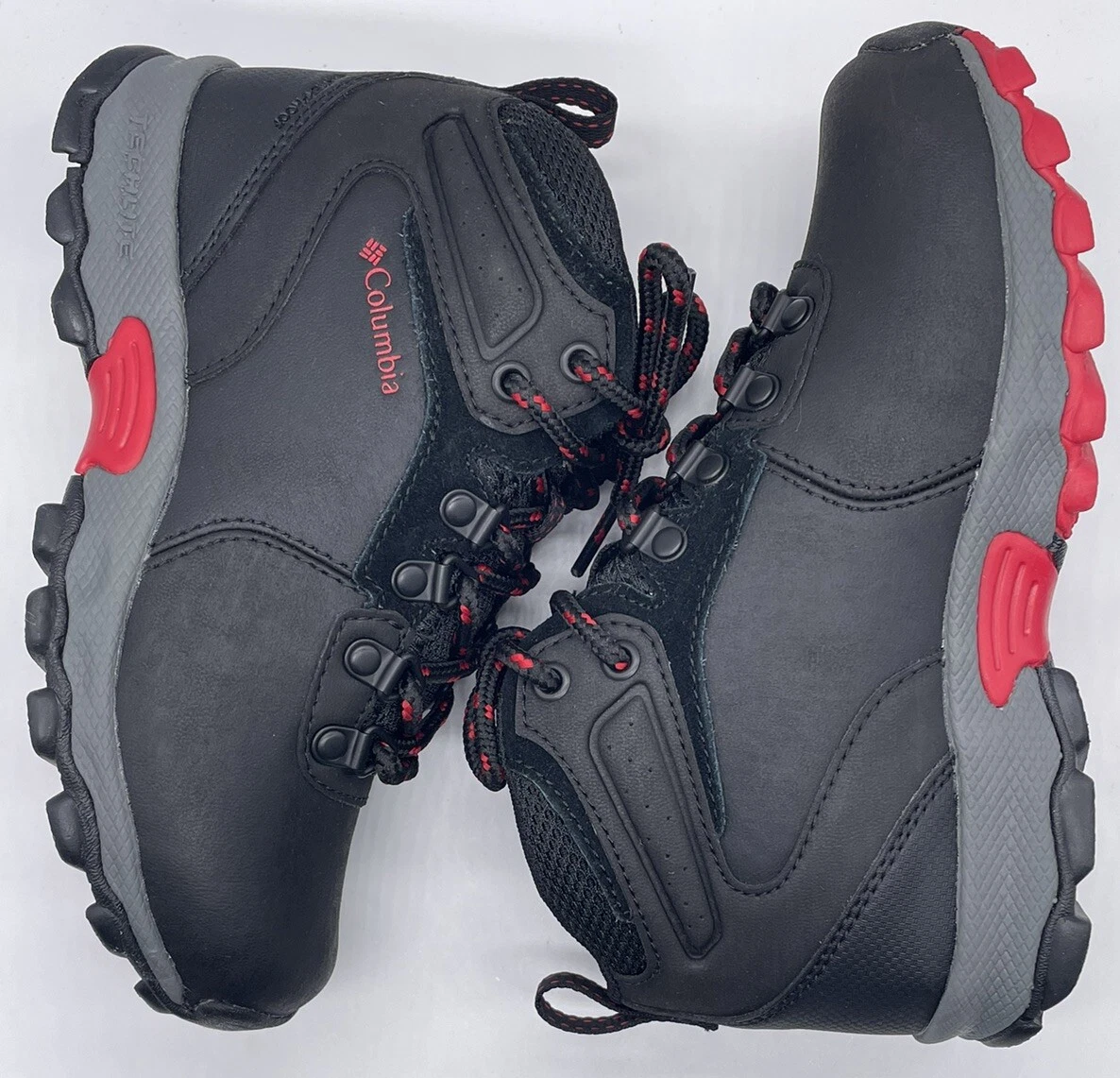 Columbia Youth Newton Ridge Waterproof Boots Black Red BY2852-010 Size 1 NWOB