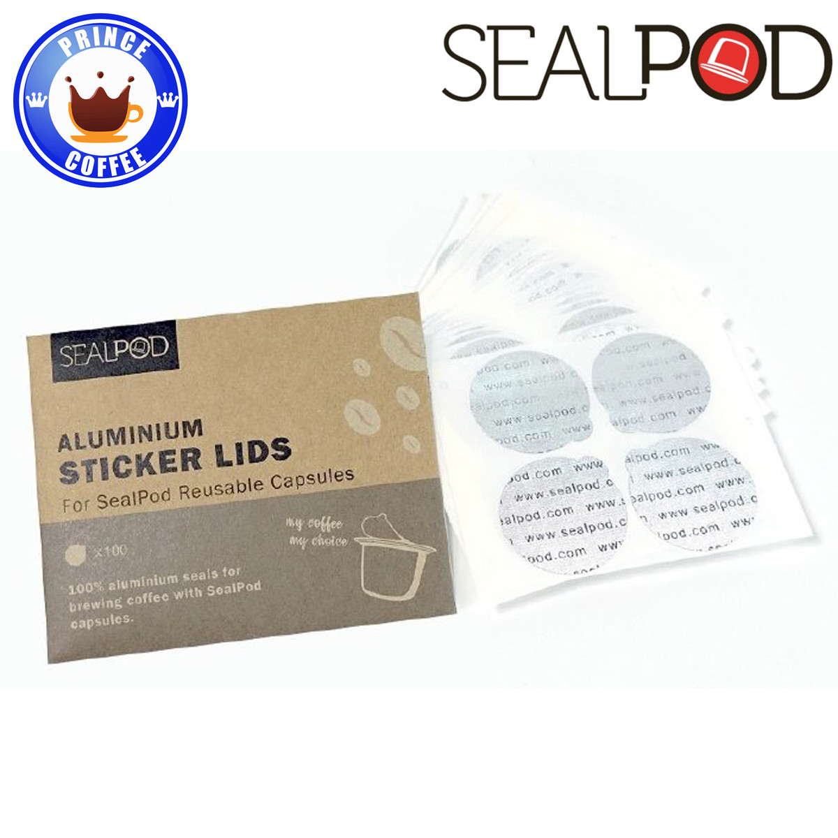 SealPod 100pcs Aluminium Sticker Lids for Sealpod Capsules Food Grade