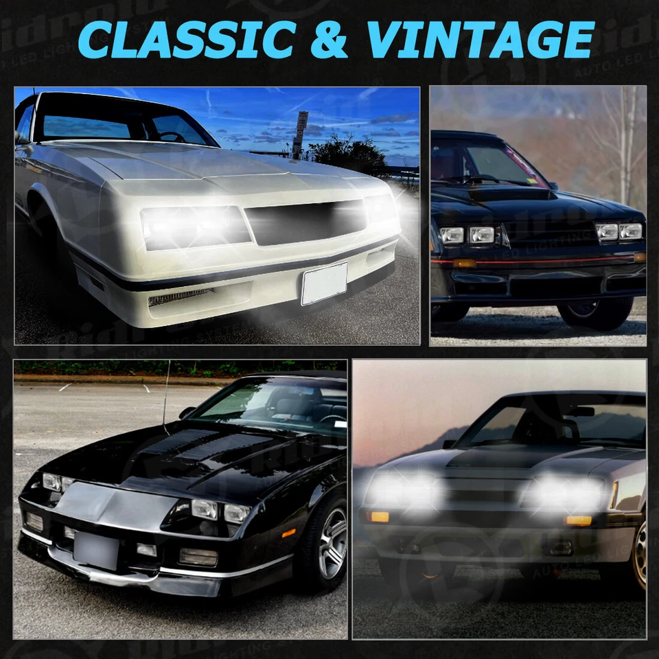 2 PARES FAROS CONVERSIÓN H4 TRANSPARENTES SEMI SELLADOS 4x6 + bombillas led h4 blancas 6000k Foto 3 de 4