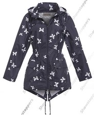 NEW Womens Rain Mac Navy Raincoat Ladies White Shower Jacket Size 8 10 12 14 16