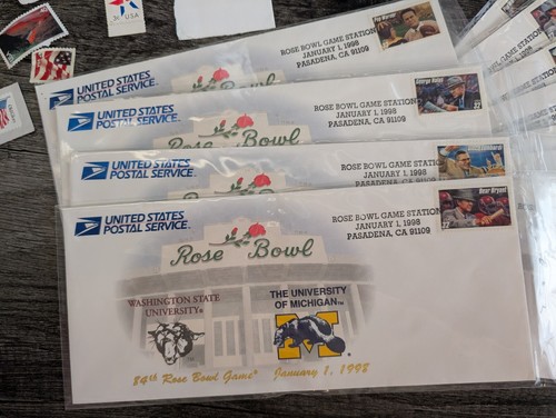 LOT Vintage Envelope Postcard Postage Stamps 1991 Rose Bowl 1978 1981 1988 1990 - Picture 3 of 11