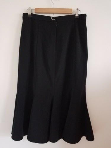 Nina Massini NM Skirt 10 Peplum Hem Midi Black Solid Lined - Picture 3 of 4