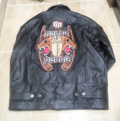 Vintage 2000s Men's Pelle Pelle Leather Jacket Tigers Black Marc