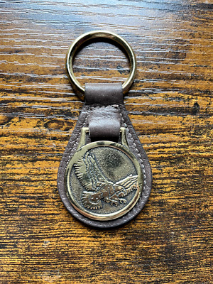 Vintage Leather Keychain with metal Eagle Medallion