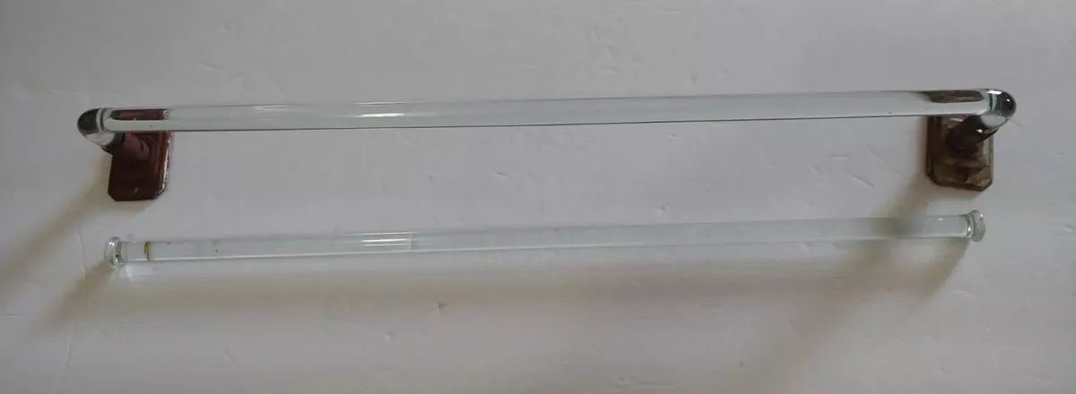 2 Vintage Glass Towel Bars 17 3 4 Clear Bent Straight Retro Art Deco Rod