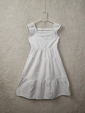 Old Navy Women Dress Large White Cotton Blend Sleeveless Square Neck Fit Flared