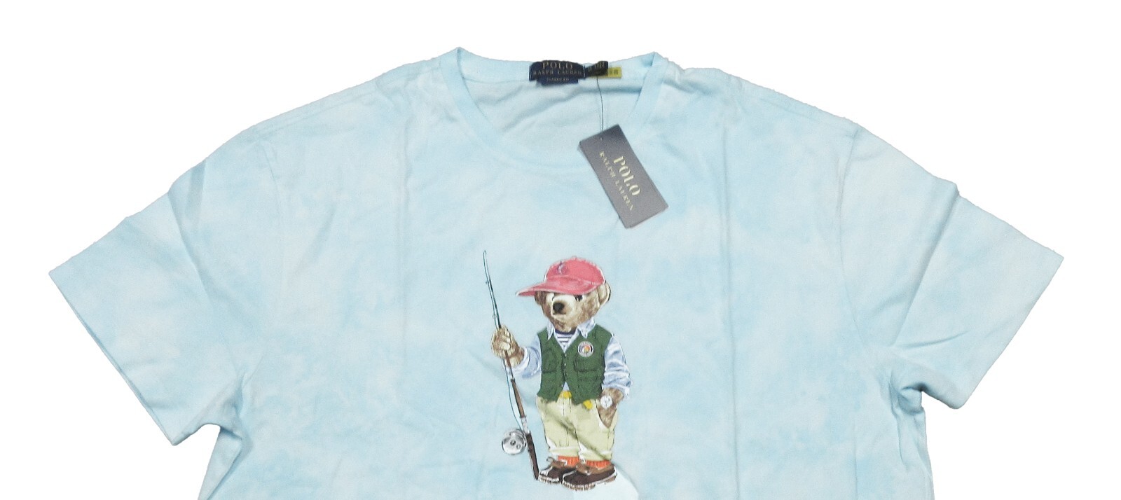 Polo Ralph Lauren Big Tall Blue Tie-Dye Fishing Bear Graphic