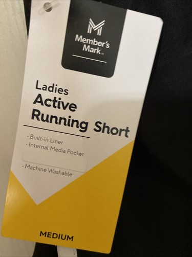 Member's Mark Ladies 3" Inseam Active Running Short Medium Black White New - Picture 4 of 10