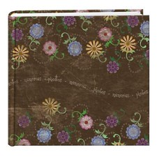 200 Pocket Printed Aged Floral Design Photo Album for 4 by 6-Inch Prints-Brown