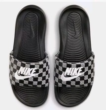 Nike Victori One Slide Checkered CN9678 004 Logo Black Slides Sandals Mens 14