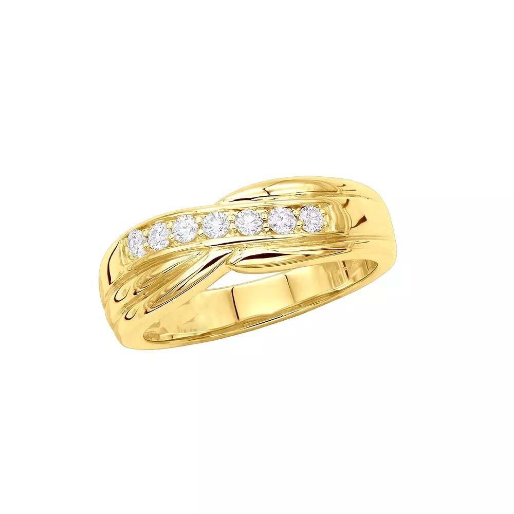 0.70 Ct D/FL Brilliant Moissanite 14K Yellow Gold Plated Wedding Band Men's Ring