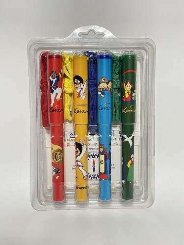 Koreanische Souvenir Halskette Kugelschreiber, mit Kompass, Geschenkset 4 Stifte
