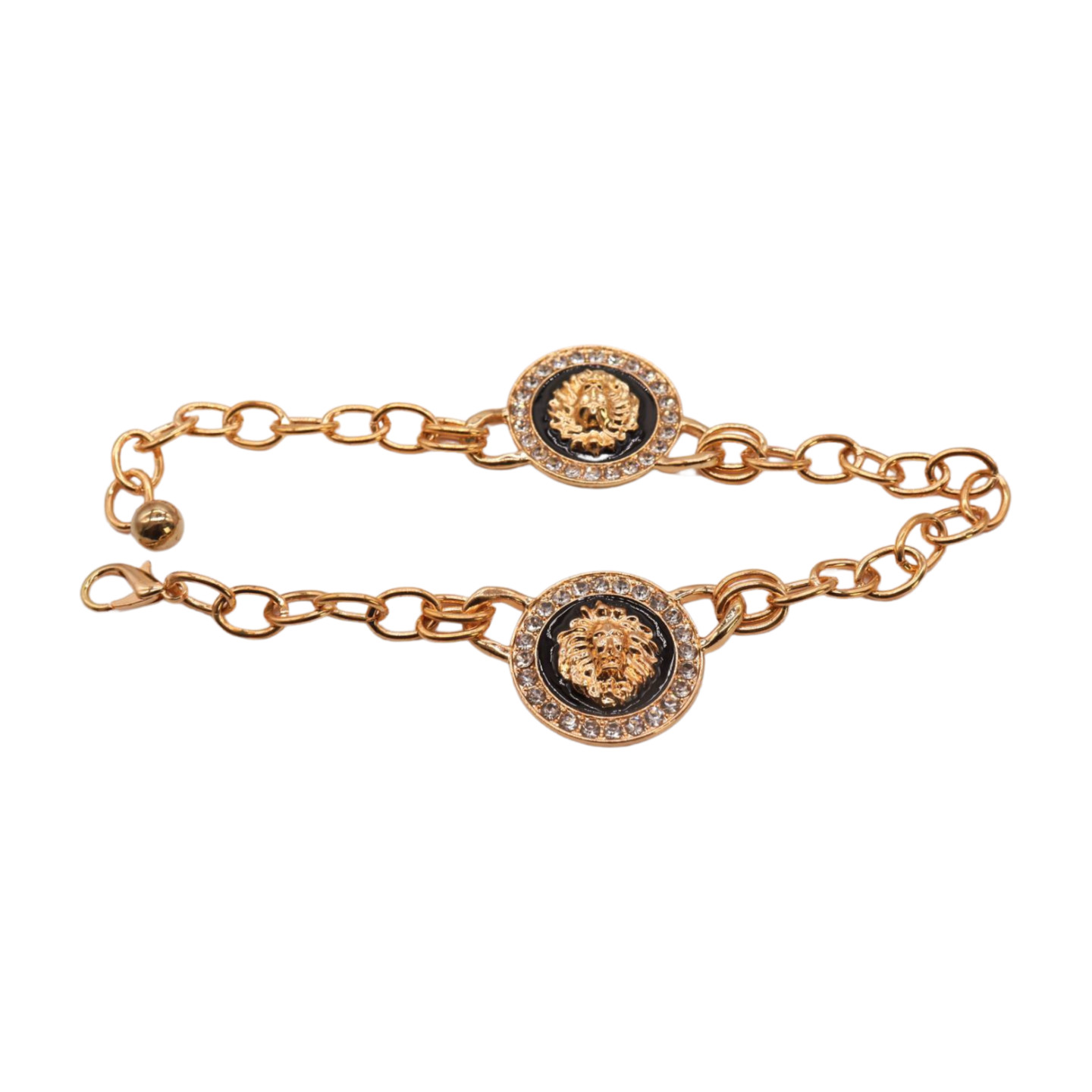 Women Gold Metal Chain Boot Bracelet Shoe Lion Coin Charms Travel Trip Accessory