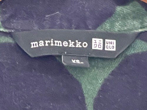 UNIQLO x MARIMEKKO Dress XS Flannel Shirt Style Green Navy Spotted Arty Bold - Picture 4 of 8