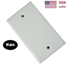 Qty. 10- Blank Cover Face Plate w/ Screws Single Gang Box  White